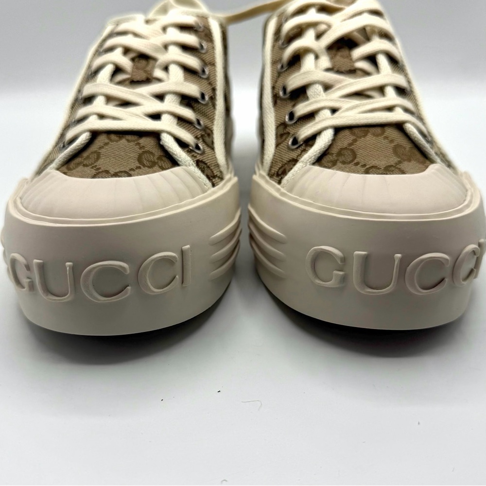 NIB Gucci GG Logo Julia Monogram Beige Canvas Platform Sneakers EU 40 - Picture 3 of 13